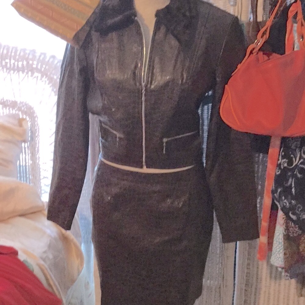 Dina Bar-el faux leather suit.